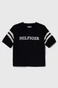 granatowy Tommy Hilfiger t-shirt bawełniany dziecięcy Dziewczęcy