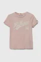 roza Dječja majica kratkih rukava Tommy Hilfiger Za djevojčice