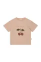 roza Kratka majica s primesjo lanu Konges Sløjd Dekliški