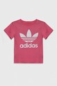Dječja pamučna majica kratkih rukava adidas Originals TREFOIL TEE print roza IR6886