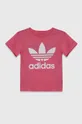 рожевий Дитяча бавовняна футболка adidas Originals TREFOIL TEE Для дівчаток