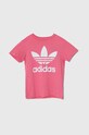 adidas Originals tricou de bumbac pentru copii TREFOIL TEE print roz IN8445