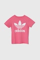 adidas Originals t-shirt bawełniany dziecięcy TREFOIL TEE nadruk różowy IN8445
