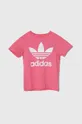 rosa adidas Originals t-shirt in cotone per bambini TREFOIL TEE Ragazze