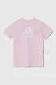 ružová Detské bavlnené tričko adidas Dievčenský