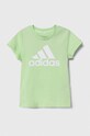 Παιδικό βαμβακερό μπλουζάκι adidas στάμπα πράσινο IS2643