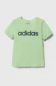 zielony adidas t-shirt bawełniany dziecięcy Dziewczęcy