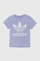 Παιδικό βαμβακερό μπλουζάκι adidas Originals στάμπα μωβ IN8447