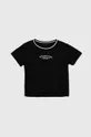 czarny Sisley t-shirt bawełniany dziecięcy Dziewczęcy