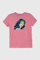 United Colors of Benetton t-shirt bawełniany dziecięcy nadruk różowy 3096C10IO.G.Seasonal