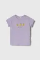 fioletowy United Colors of Benetton t-shirt bawełniany niemowlęcy Dziewczęcy