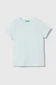 modra Otroška bombažna kratka majica United Colors of Benetton Dekliški