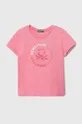 рожевий Дитяча бавовняна футболка United Colors of Benetton Для дівчаток