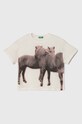United Colors of Benetton t-shirt bawełniany dziecięcy nadruk beżowy 3I1XC10HS.G.Seasonal