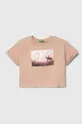 розовый Детская хлопковая футболка United Colors of Benetton Для девочек