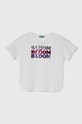 United Colors of Benetton t-shirt bawełniany dziecięcy nadruk biały 3I1XC10IA.G.Seasonal