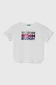 білий Дитяча бавовняна футболка United Colors of Benetton Для дівчаток