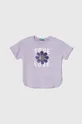 фиолетовой Детская хлопковая футболка United Colors of Benetton Для девочек