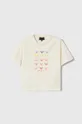 beżowy Emporio Armani t-shirt bawełniany dziecięcy Dziewczęcy