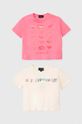 Emporio Armani t-shirt bawełniany dziecięcy 2-pack nadruk różowy 3D3D01.3J51Z