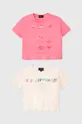 roza Otroška bombažna kratka majica Emporio Armani 2-pack Dekliški