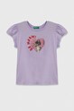 United Colors of Benetton tricou de bumbac pentru copii print violet 3I1XG10DR.P.Seasonal