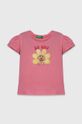United Colors of Benetton t-shirt bawełniany dziecięcy nadruk różowy 3I1XG10DR.P.Seasonal