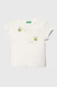 бежевий Дитяча бавовняна футболка United Colors of Benetton Для дівчаток