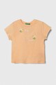 United Colors of Benetton t-shirt bawełniany dziecięcy nadruk pomarańczowy 3I1XG10DZ.P.Seasonal