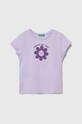 United Colors of Benetton t-shirt bawełniany dziecięcy nadruk fioletowy 3I1XG10E4.P.Seasonal