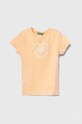 United Colors of Benetton t-shirt bawełniany dziecięcy nadruk pomarańczowy 3I1XG10E4.P.Seasonal
