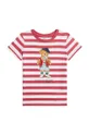 червоний Дитяча бавовняна футболка Polo Ralph Lauren Для дівчаток