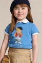 plava Dječja pamučna majica kratkih rukava Polo Ralph Lauren