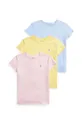 πολύχρωμο Παιδικό βαμβακερό μπλουζάκι Polo Ralph Lauren 3-pack Για κορίτσια
