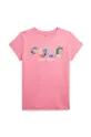 roza Otroška bombažna kratka majica Polo Ralph Lauren Dekliški