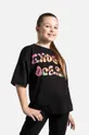 črna Otroška bombažna kratka majica Coccodrillo Dekliški