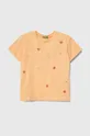oranžna Otroška bombažna kratka majica United Colors of Benetton Dekliški