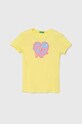 Dětské bavlněné tričko United Colors of Benetton kulatý žlutá 3096C10J3.G.Seasonal