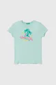 τιρκουάζ Παιδικό βαμβακερό μπλουζάκι United Colors of Benetton Για κορίτσια