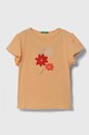 United Colors of Benetton t-shirt bawełniany dziecięcy aplikacja pomarańczowy 3096G10DY.P.Seasonal