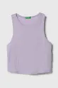 фіолетовий Дитячий бавовняний топ United Colors of Benetton Для дівчаток