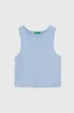 блакитний Дитячий бавовняний топ United Colors of Benetton Для дівчаток