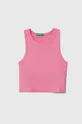 рожевий Дитячий бавовняний топ United Colors of Benetton Для дівчаток