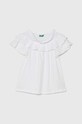 United Colors of Benetton tricou din amestec de in pentru copii uni alb 3F4JC10HV.G.Seasonal