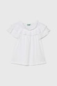 United Colors of Benetton t-shirt z domieszką lnu dziecięcy hiszpański biały 3F4JC10HV.G.Seasonal