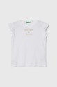 Tričko s příměsí lnu United Colors of Benetton s příměsí lnu bílá 3F4JG10DM.P.Seasonal
