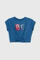 modra Otroška bombažna kratka majica United Colors of Benetton Dekliški