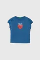 modrá Detské bavlnené tričko United Colors of Benetton Dievčenský