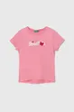рожевий Дитяча бавовняна футболка United Colors of Benetton Для дівчаток