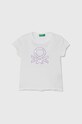 United Colors of Benetton t-shirt bawełniany dziecięcy aplikacja biały 3I1XG10ER.P.Seasonal
